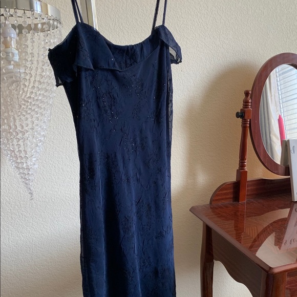 High/lo Hemline Glittery Navy Blue Dress. - Picture 2 of 8